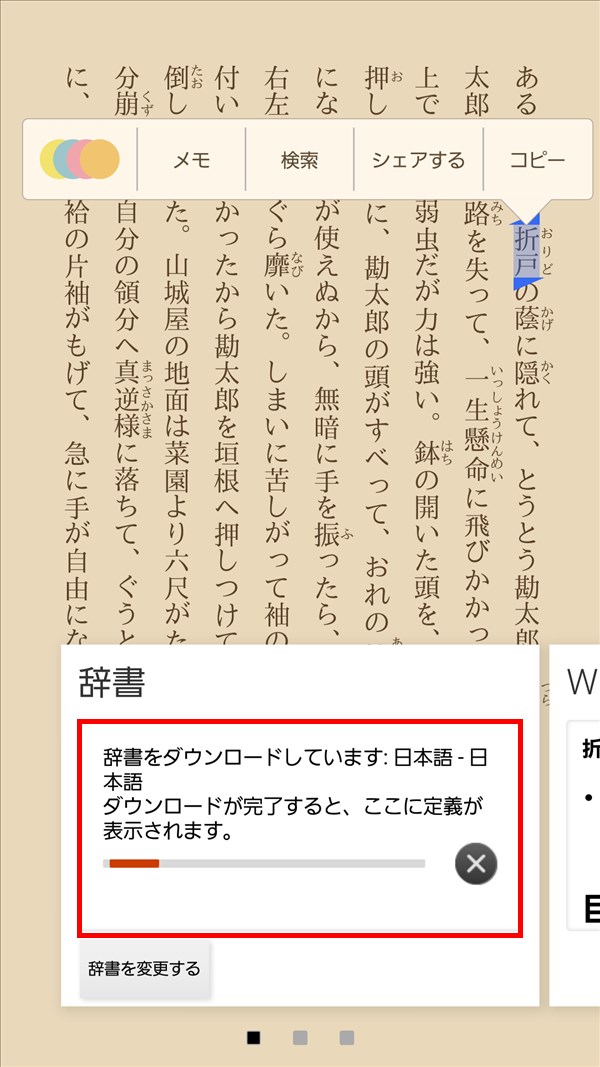 Amazon_Kindole_z辞書のダウンロード中_日本語