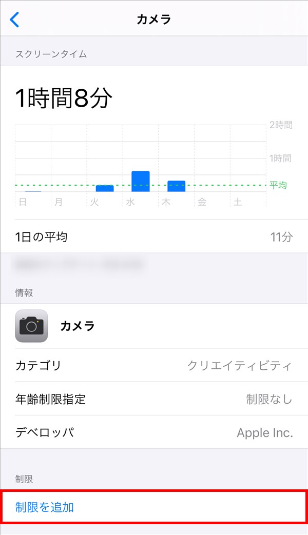 iPhone_スクリーンタイム_アプリ_カメラ